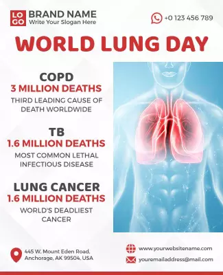 Informative Red World Lung Day Health Awareness Poster Template