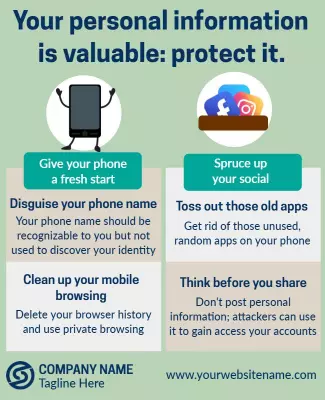 Informative Tech Privacy Protection Tips Poster Template