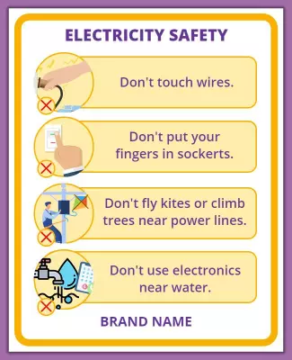 Informative Yellow Electricity Safety Guidelines Poster Template