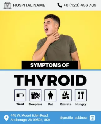 Informative Yellow Thyroid Symptoms Awareness Poster Template