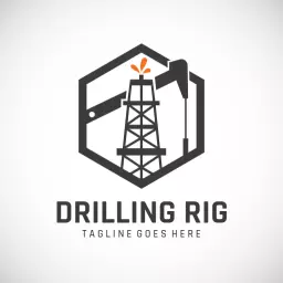 Innovative Black and Orange Drilling Rig Design with Bold Elements Logo Template