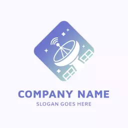 Innovative Blue and Purple Satellite Design Connecting Communication Logo Template
