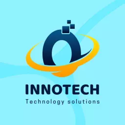 Innovative Blue and Yellow Design Representing Technology Solutions Logo Template