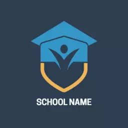 Innovative Blue Graduation Cap Design for School Logo Template