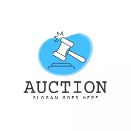 Innovative Blue Hammer Design Representing Auction Services Logo Template