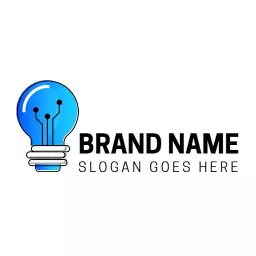 Innovative Blue Light Bulb Representing Technology Solutions Logo Template
