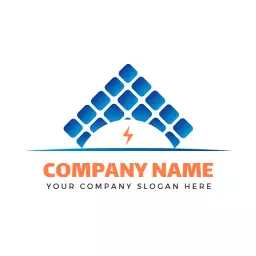 Innovative Blue Solar Panel Design with Energy Symbol Logo Template
