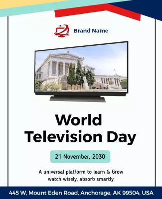Innovative Blue World Television Day Celebration Poster Template