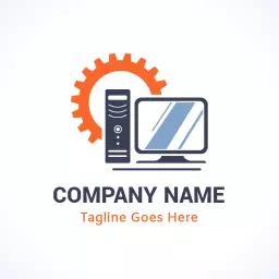 Innovative Computer Design Featuring Gear and Monitor Logo Template
