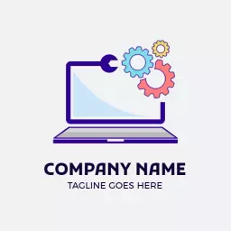 Innovative Computer Design with Colorful Gears Logo Template