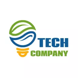 Innovative Green and Blue Light Bulb for Technology Company Logo Template