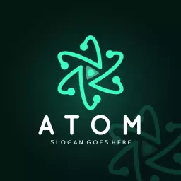 Innovative Green Atom Design Showcasing Scientific Concepts Logo Template