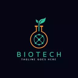 Innovative Green Laboratory Flask Representing Biotech Solutions Logo Template