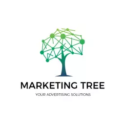 Innovative Green Tree Design Showcasing Marketing Solutions Logo Template