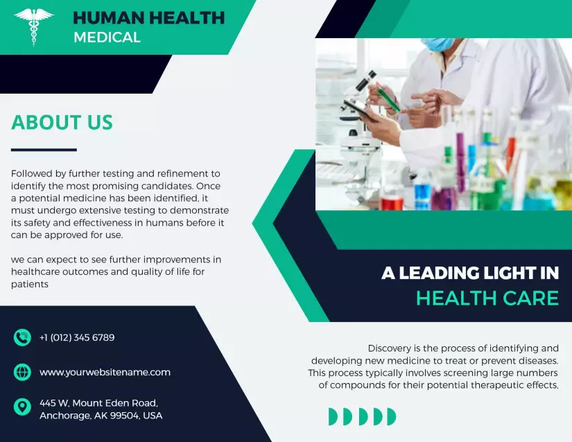 Innovative Health Care Solutions and Medical Research Brochure Template