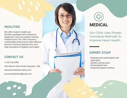 Innovative Heart Health Clinic Medical Services Brochure Template