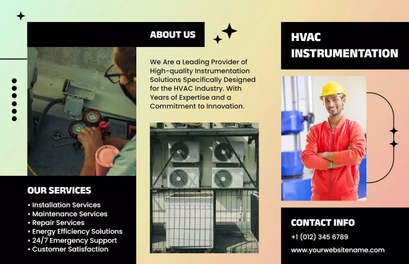 Innovative HVAC Instrumentation Services Tri Fold Brochure Template