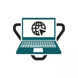 Innovative Laptop Design Showcasing Global Connectivity IT Logo Template