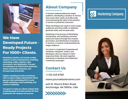 Innovative Marketing Company Services Tri Fold Brochure Template