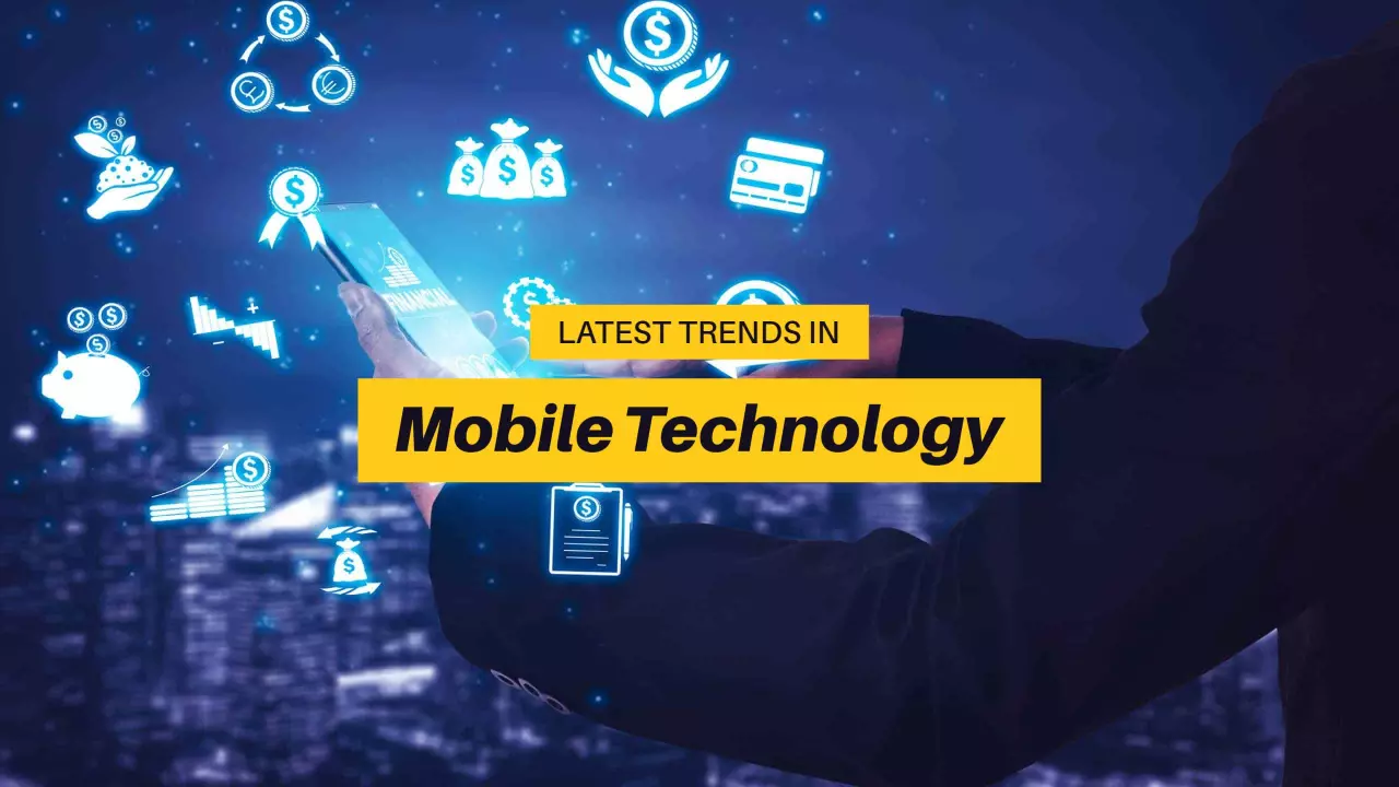 Innovative Mobile Technology Trends with Blue Icons YouTube Banner Template