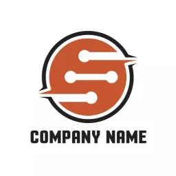 Innovative Orange Circuit Design for IT Solutions Logo Template