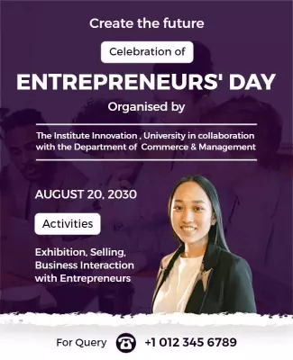Innovative Purple Entrepreneurs' Day Celebration Poster Template