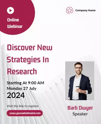 Innovative Red Online Webinar on Research Strategies Poster Template