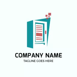 Innovative Vending Machine Design in Teal and Red Colors Logo Template