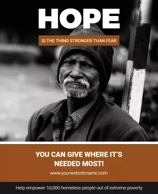 Inspirational Black and White Charity Fundraising Poster Template