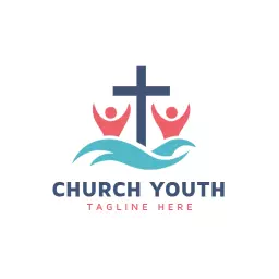 Inspirational Blue and Pink Logo for Church Youth Community Logo Template