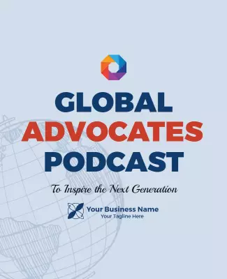 Inspirational Blue Global Advocates Podcast Poster Template