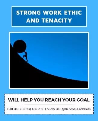 Inspirational Blue Minimalist Motivational Goal Setting Poster Template