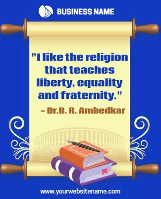 Inspirational Blue Quote with Books and Liberty Theme Poster Template