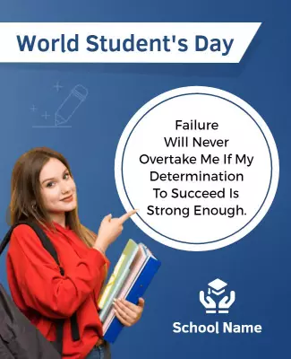 Inspirational Blue Student Motivation Day Poster Template