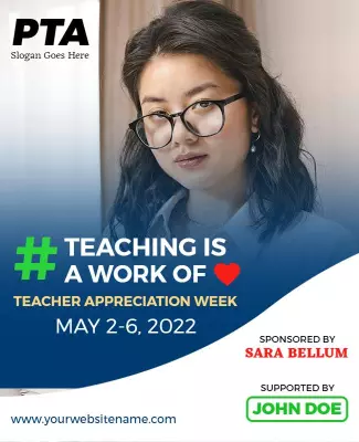 Inspirational Blue Teacher Appreciation Week Poster Template
