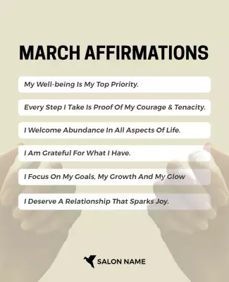 Inspirational Minimalist March Affirmations Poster Template