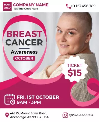 Inspirational Pink Breast Cancer Awareness Event Poster Template