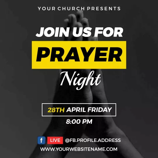 Inspirational Prayer Night Invitation for Church Event Ad Template
