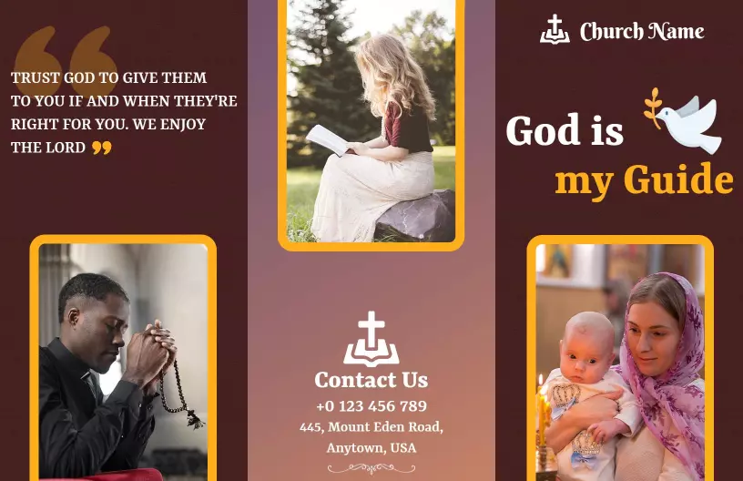Inspirational Religious Faith and Community Events Brochure Template