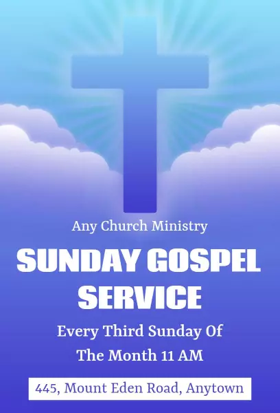 Inspirational Sunday Gospel Service Church Invitation Template