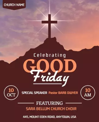 Inspirational Sunset Good Friday Church Event Poster Template