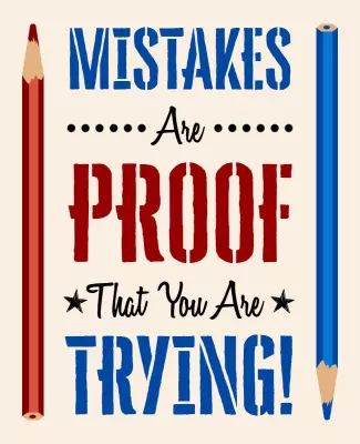 Inspirational Typography with Red and Blue Pencils Poster Template