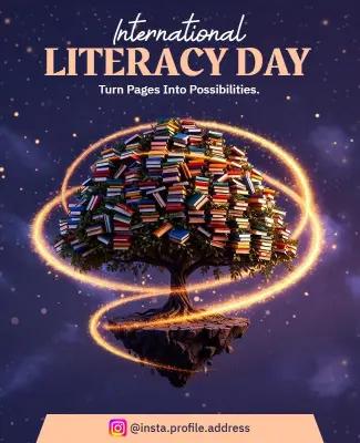 Inspire Reading on International Literacy Day Poster Template