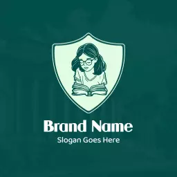 Inspiring Student Reading Inside Shield Represents Education Logo Template
