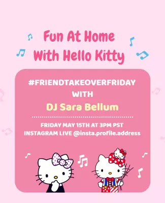 Instagram Live Hello Kitty Event Flyer Template