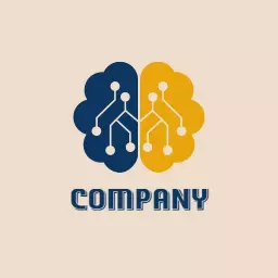 Intelligent Blue and Yellow Brain Design for Website Logo Template