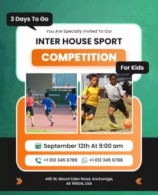 Inter House Kids Sports Competition Flyer Template