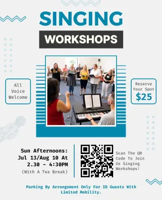 Interactive Blue Singing Workshops Promotion Flyer Template