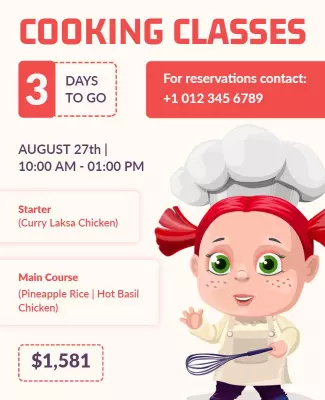 Interactive Cooking Classes Event Flyer Template