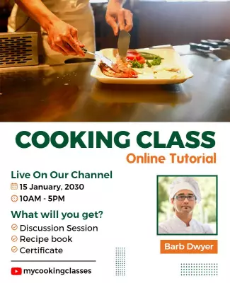 Interactive Online Cooking Class Tutorial Flyer Template